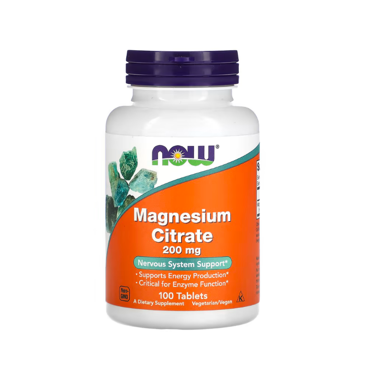 Magnesium Citrate, 200mg 100 tablets NOW Foods