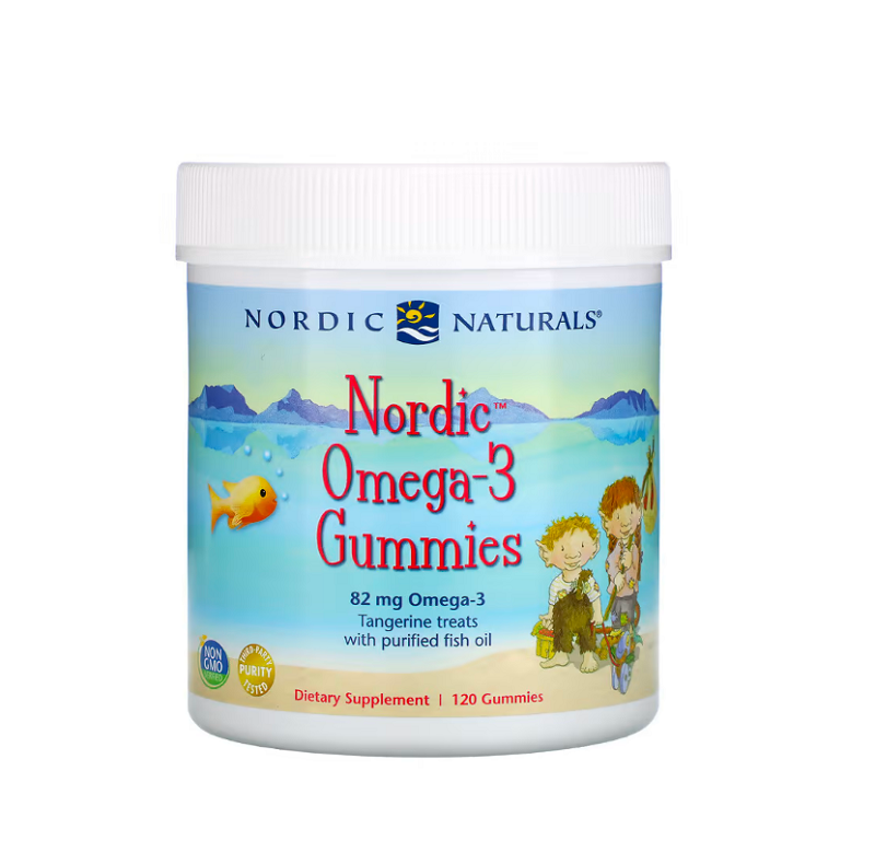 Nordic Omega-3 Gummies, 82mg Tangerine Treats 120 gummies Nordic Naturals