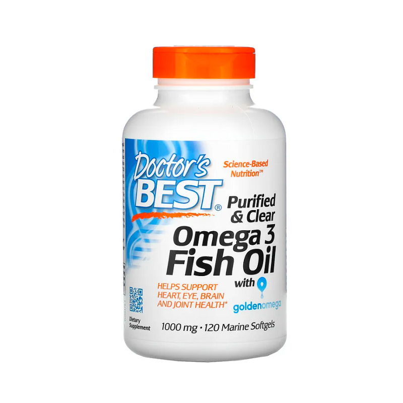Purified & Clear Omega 3 Fish Oil, 1000mg 120 marine softgels - Doctor's Best