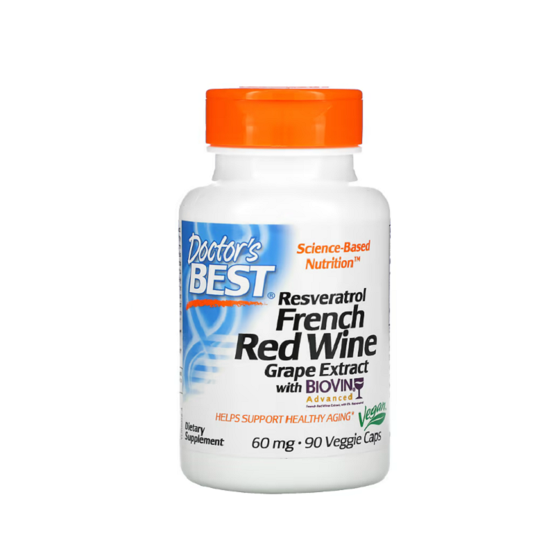 French Red Wine Grape Extract with Biovin, 60mg 90 vcaps - Doctor's Best