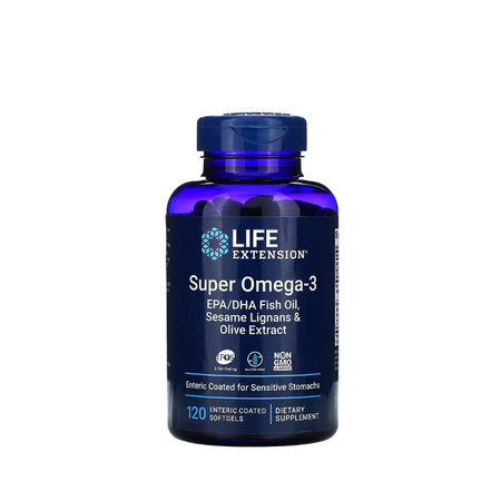 Super Omega-3 EPA/DHA with Sesame Lignans & Olive Extract 120 enteric coated softgels - Life Extension