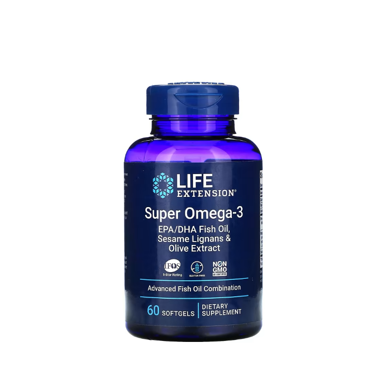 Super Omega-3 EPA/DHA with Sesame Lignans & Olive Extract 60 softgels - Life Extension
