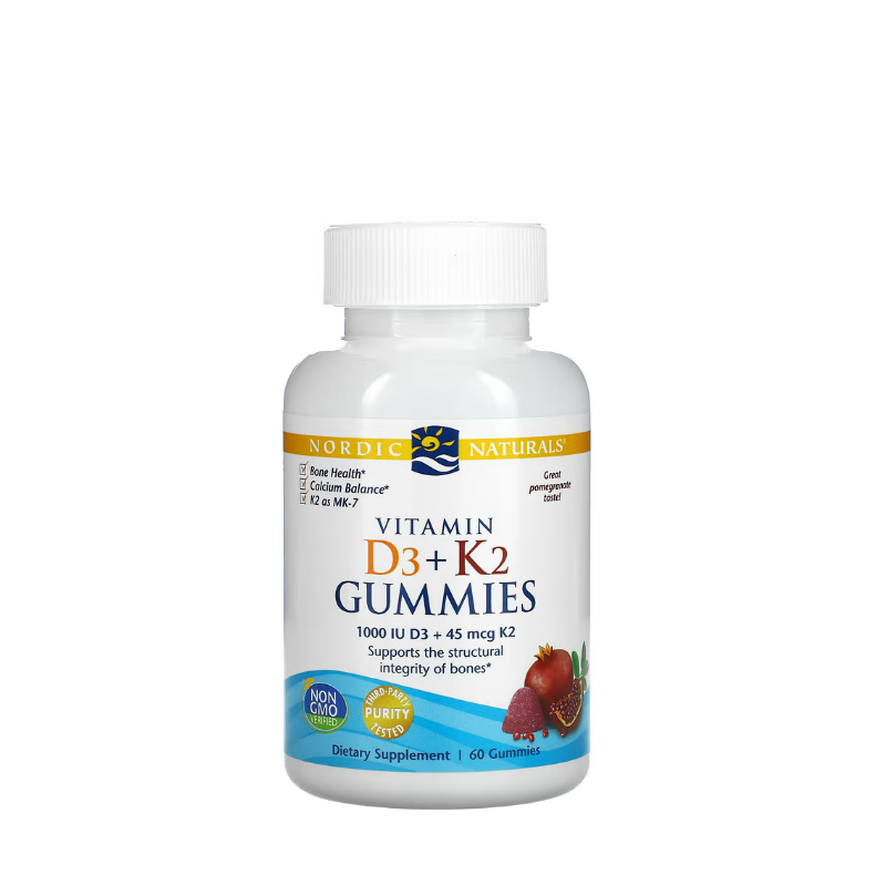 Vitamin D3+K2 Gummies, Pomegranate 60 gummies - Nordic Naturals