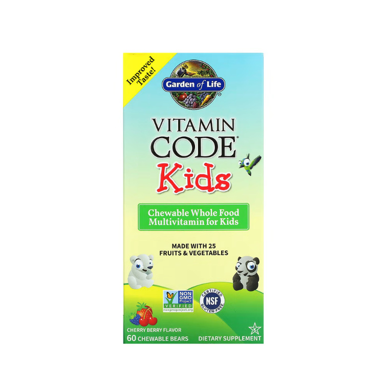 Garden of Life Vitamin Code Kids, Chewable Whole Food Multivitamin For Kids, Cherry Berry 60 chewable bears