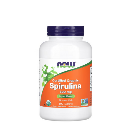 Spirulina Organic, 500mg  500 tablets Now Foods